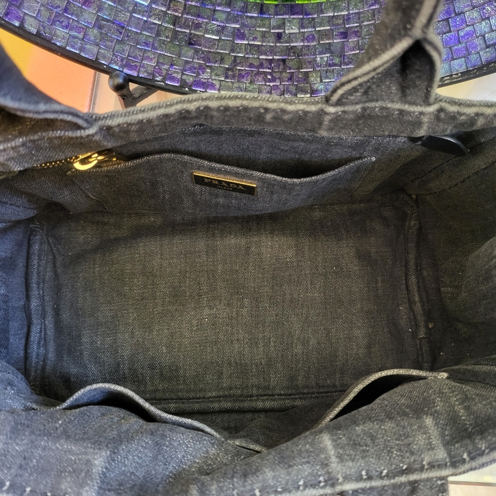 🔥Prada Canapa Logo Nero Denim tote. - Picture 7 of 15